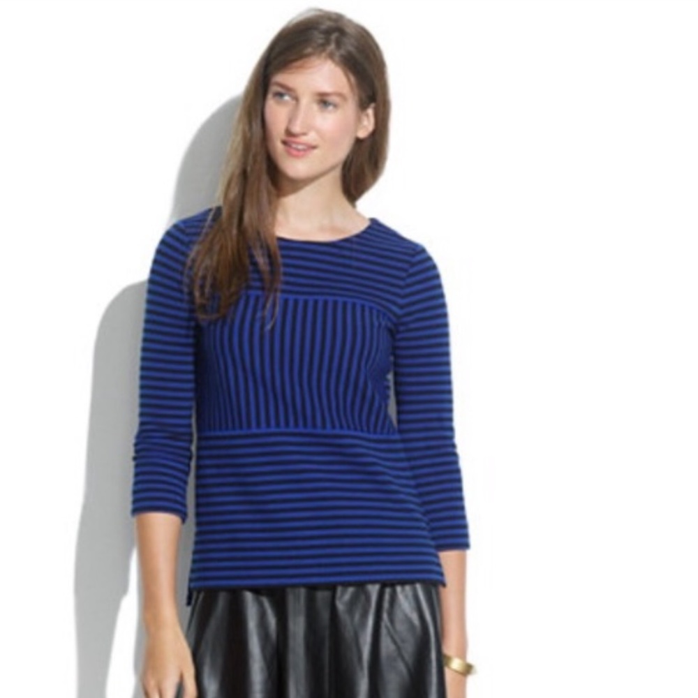 Madewell Gallerist Ponte Zipper Back EUC Blue & Black Top XS